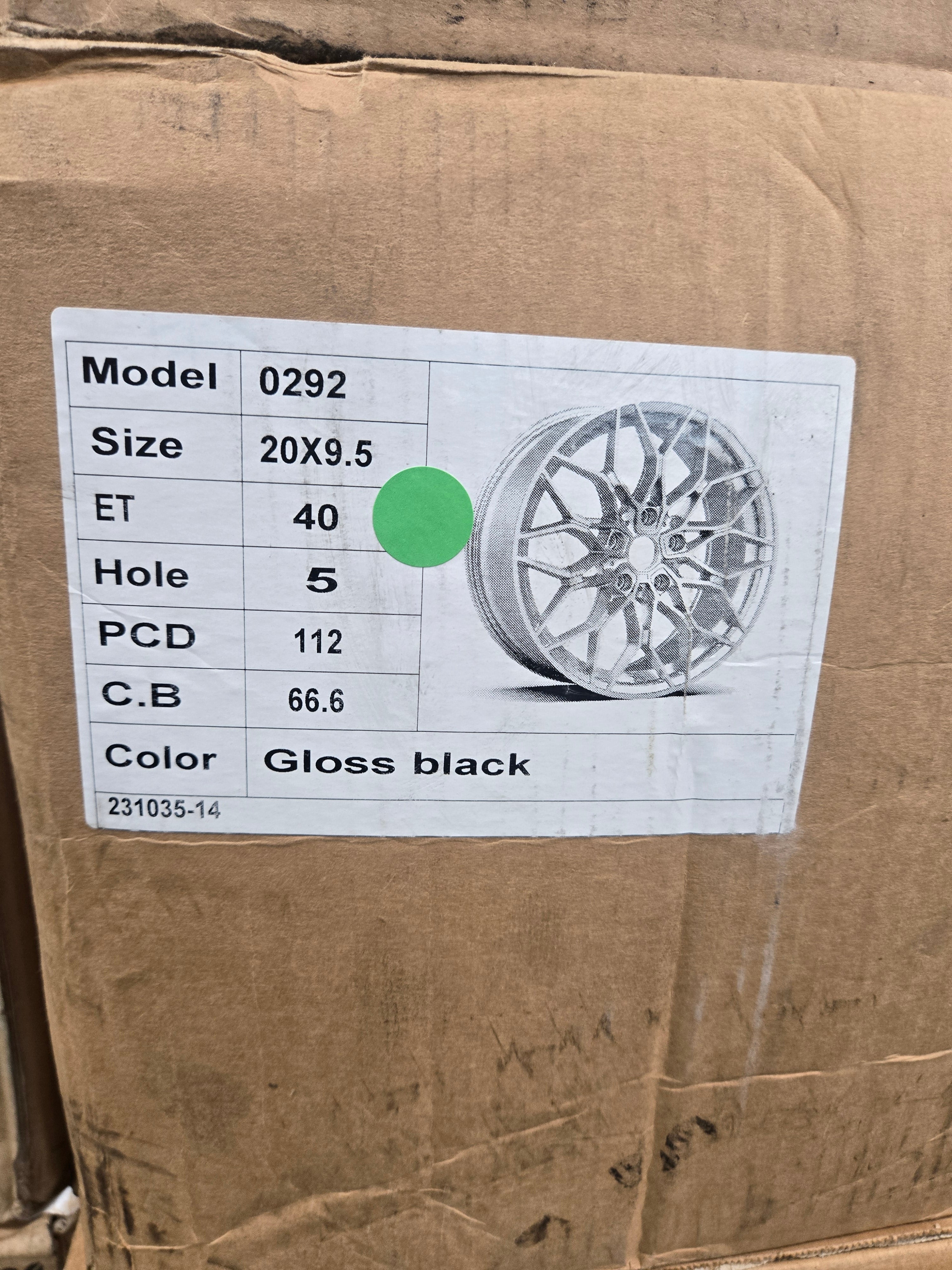 0292 20X9.5 5X112 GLOSS BLACK CB66.6 ET40