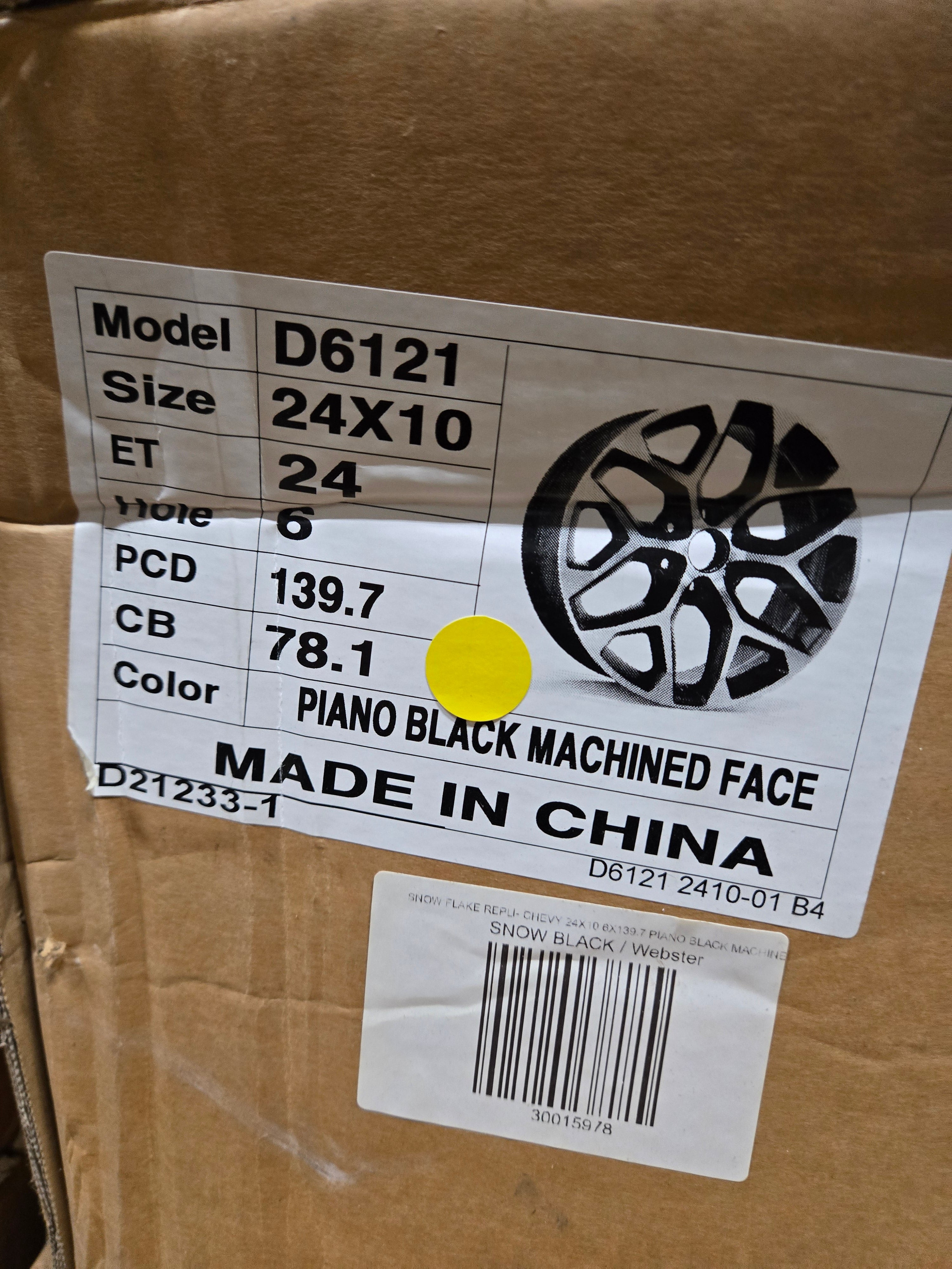 D6121 24X10 6X139.7 PIANO BLACK MACHINED FACE CB78.1 ET24