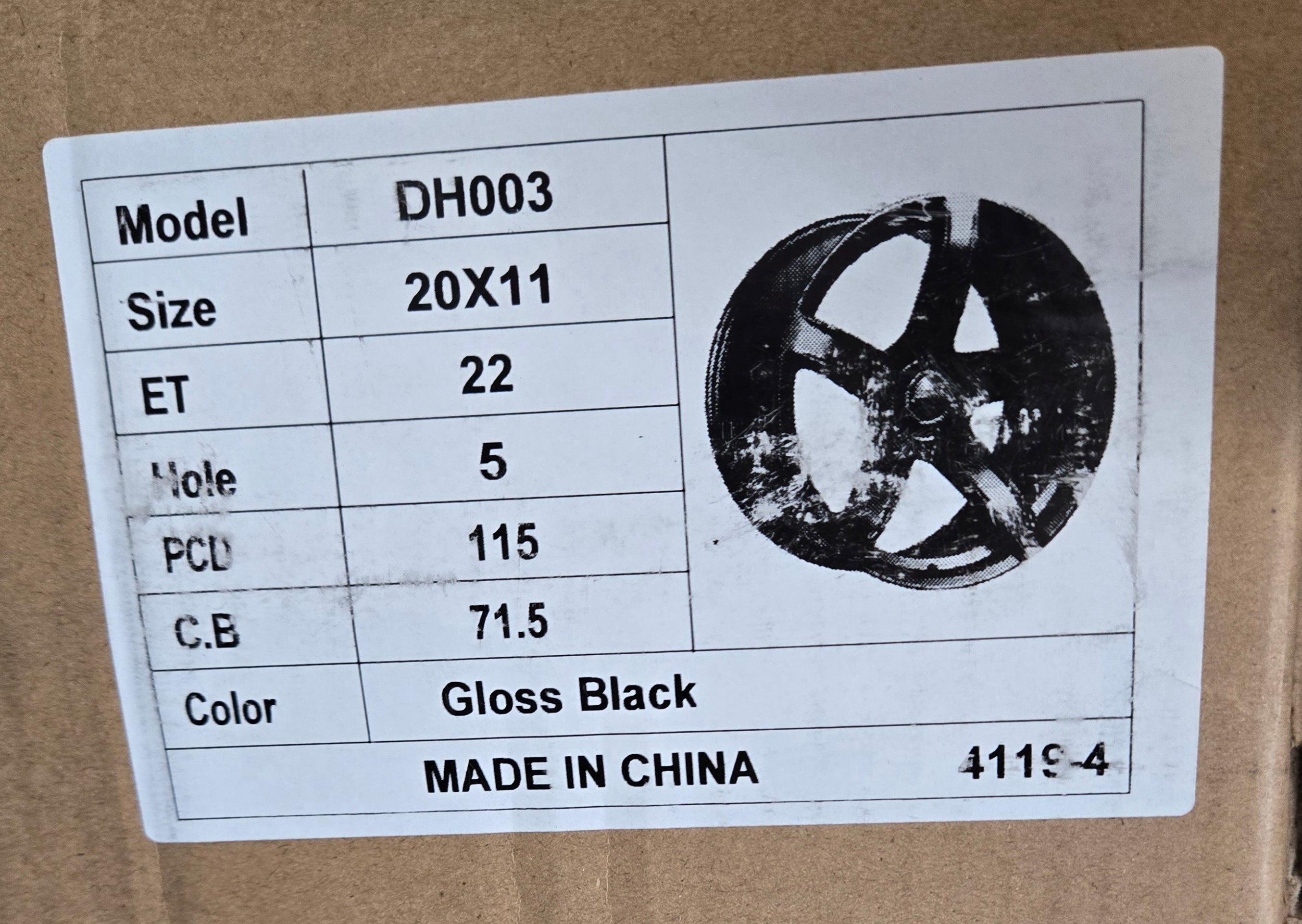 DH003 HELLCATII 20X11.0 GLOSS BLACK CB71.1 ET22