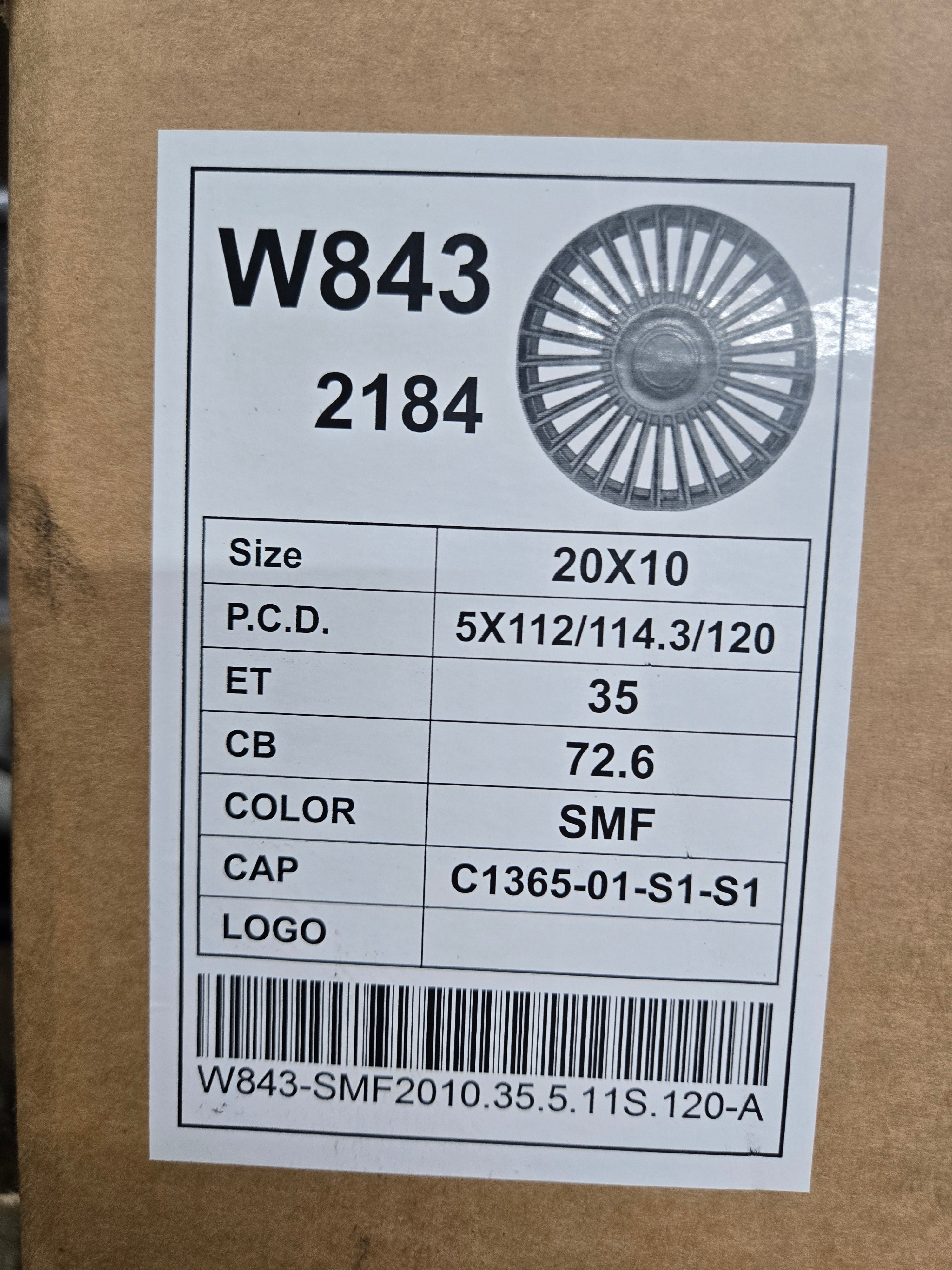 W841F W843 20X10.0 5X112 5X114.3 5X120 SILVER CB72.1 ET35