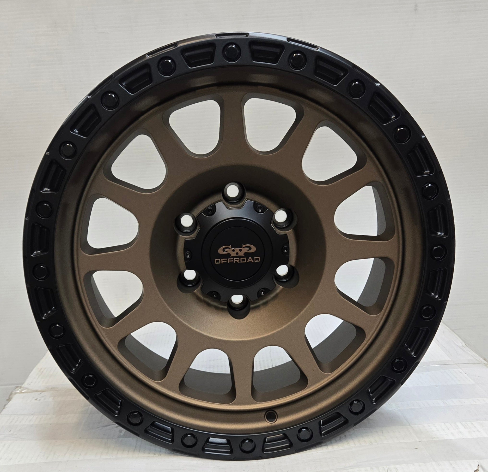 GWG G05 17X9.0 6X139.7 SATIN BRONZE BLACK LIP BLACK BOLTS CB106.1 ET-12