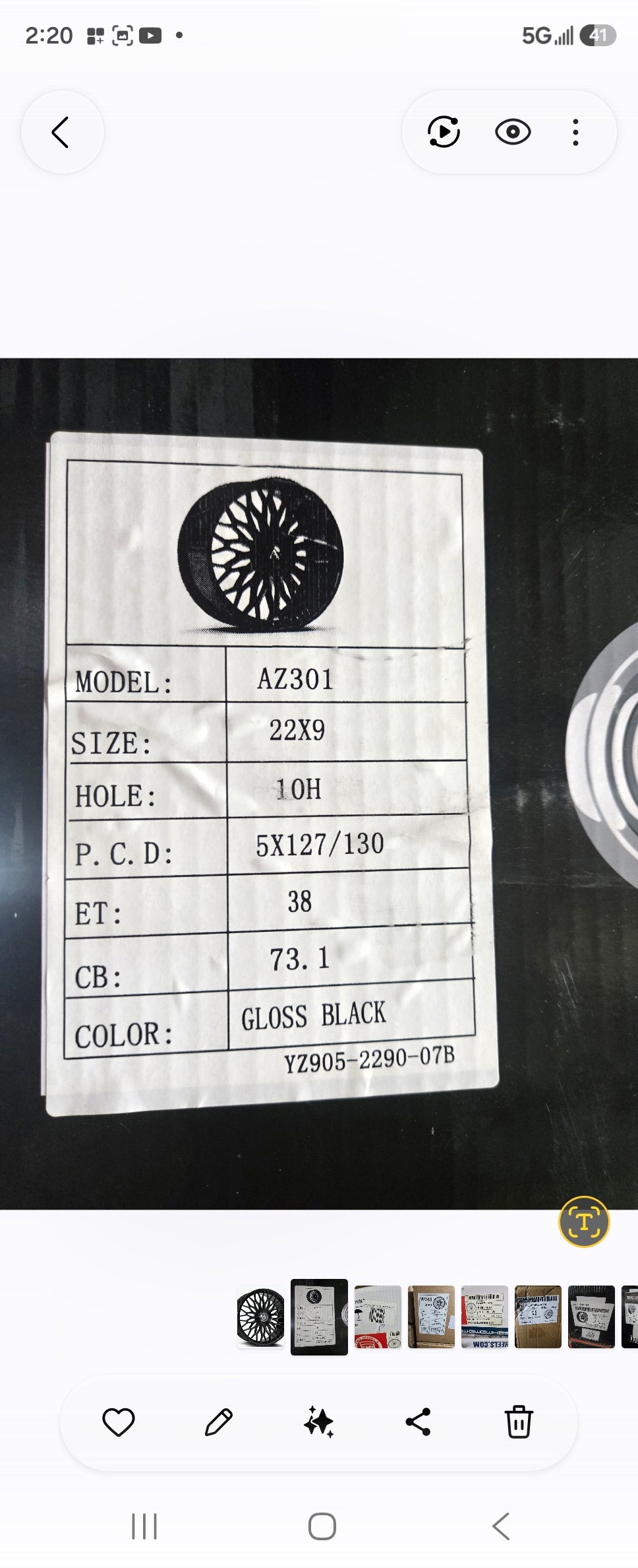 AZAD AZ301 22X9.0 5X127 5X130 GLOSS BLACK CB73.1 ET38
