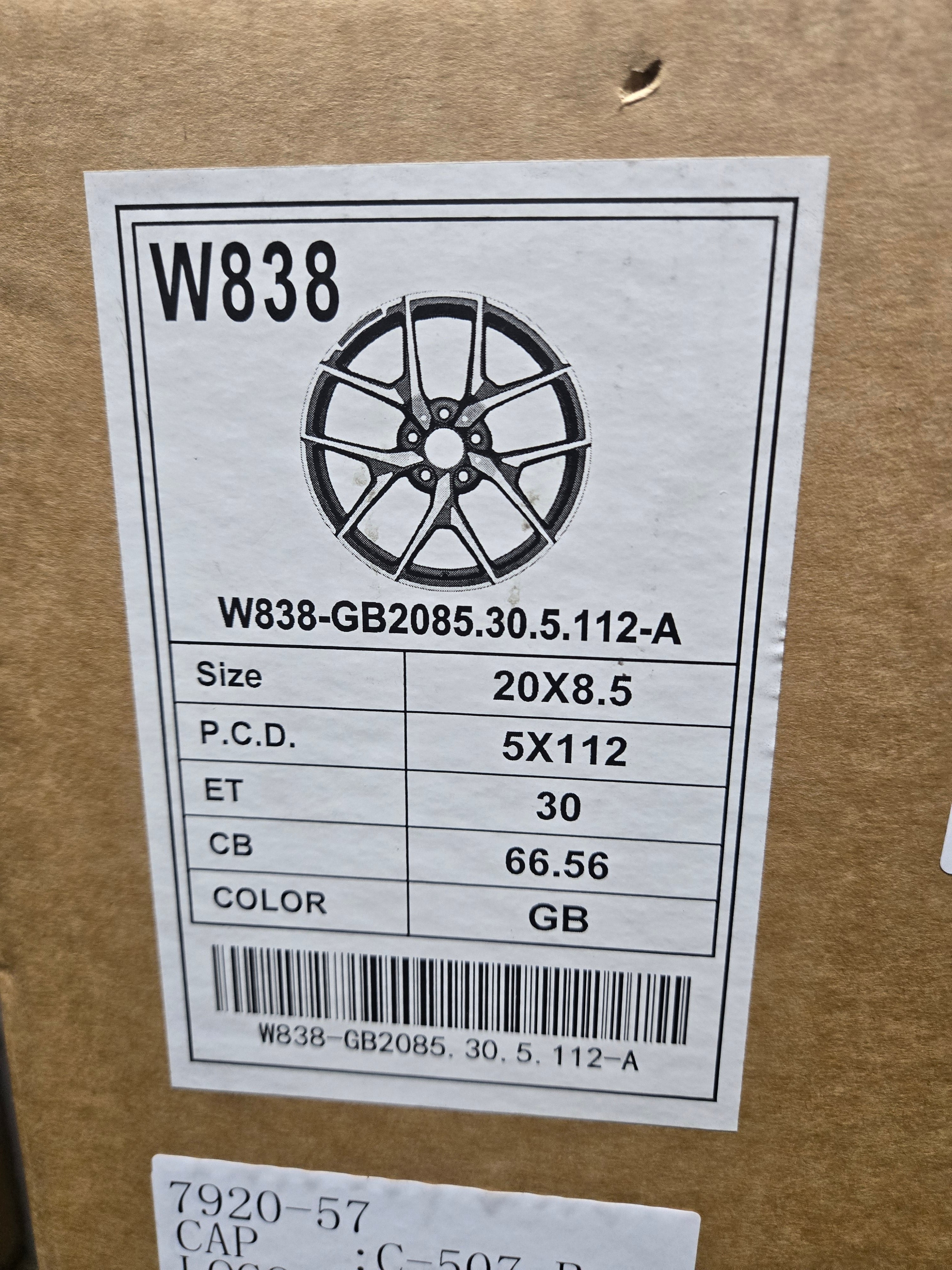 W838 20X8.5 5X112 BLOSS BLACK CB66.56 ET30