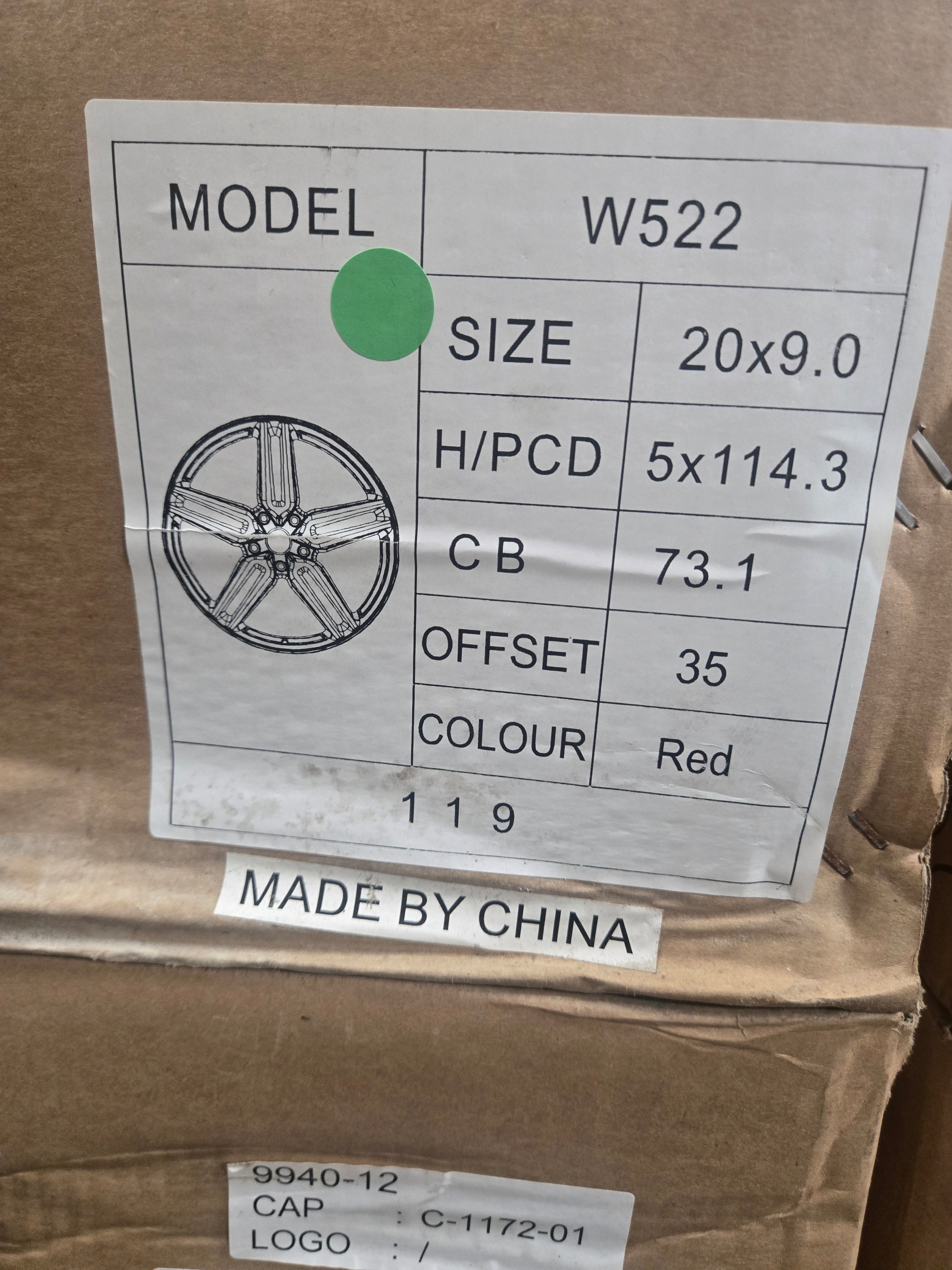 W522 20x9 5x114.3 RED CB73.1 ET35