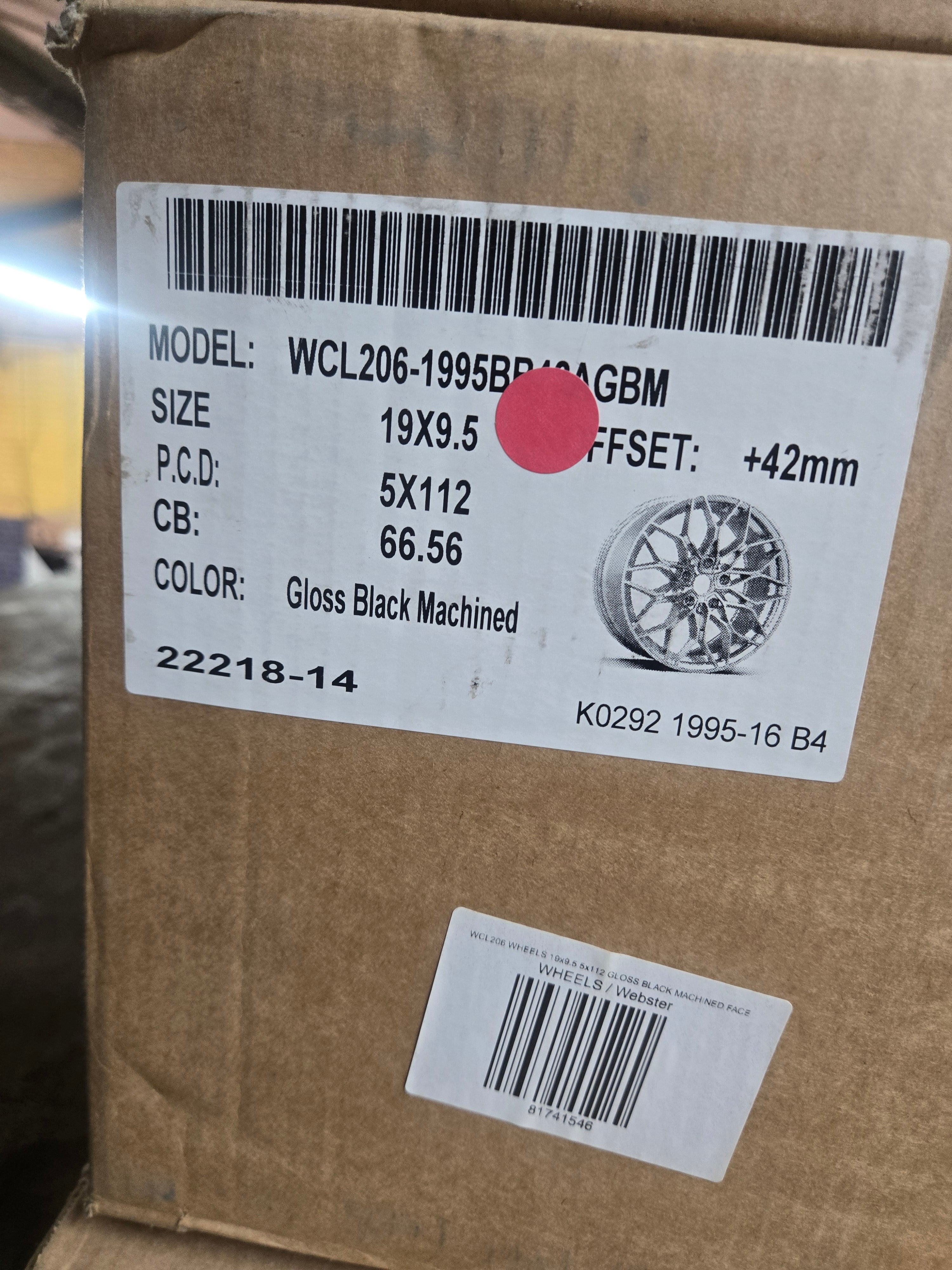 WCL206 19X9.5 5X112 GLOSS BLACK MACHINED CB66.56 ET42