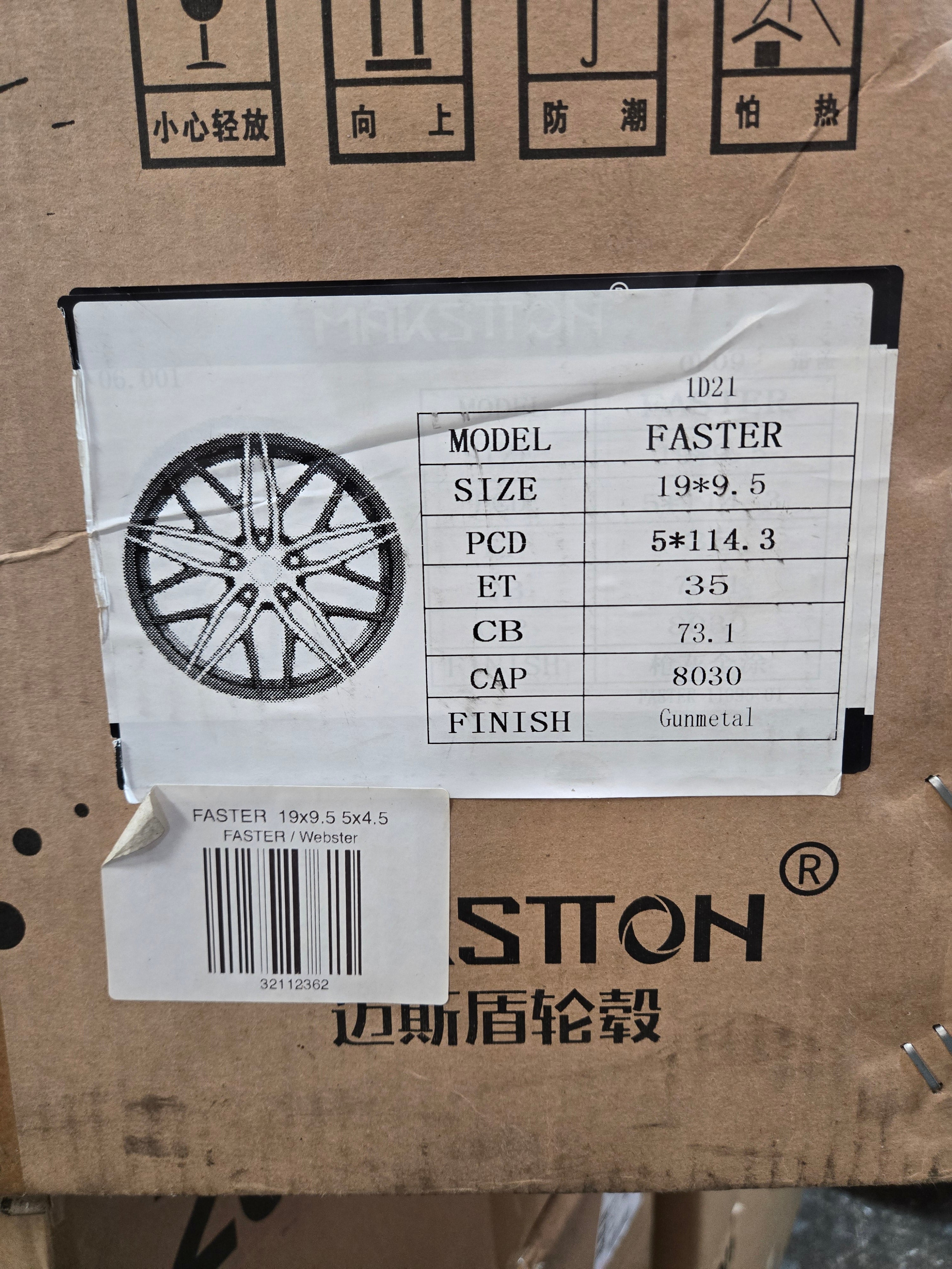 FASTER 19X9.5 5X114.3 GUN METAL CB73.1 ET35