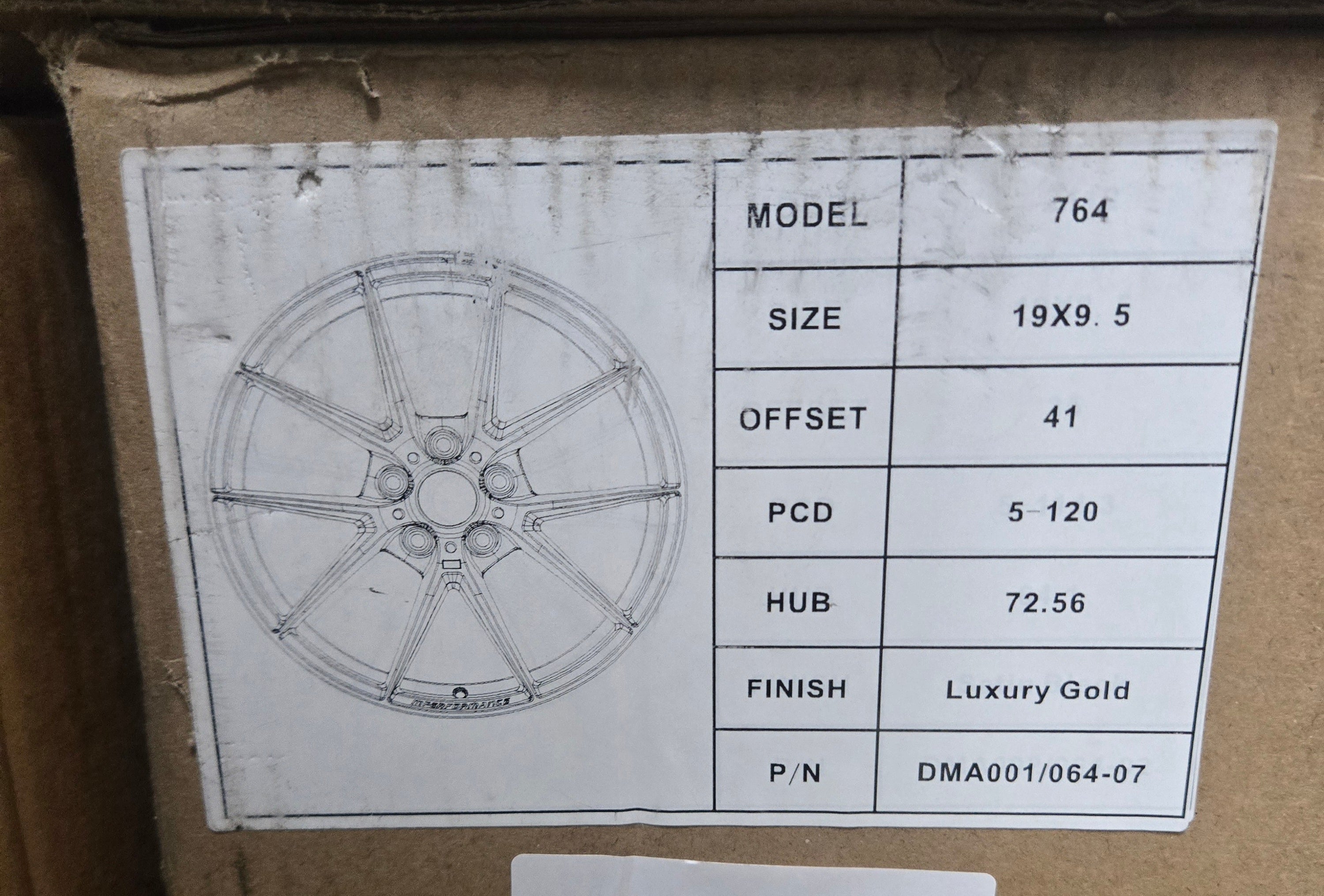 764 19X9.5 5X120 GOLD CB72.1 ET41