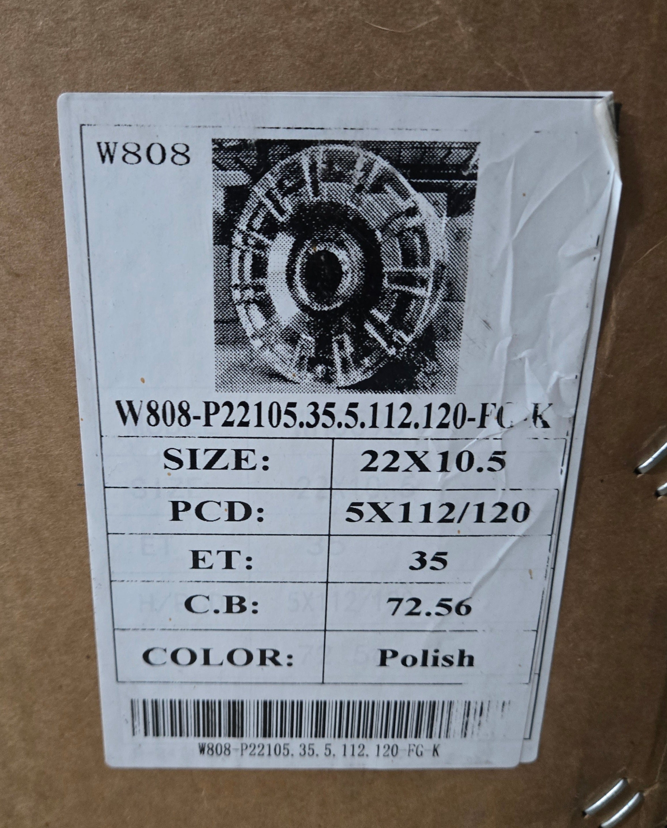W808 22X10.5 5X112 5X120 POLISH CB72.56 ET35