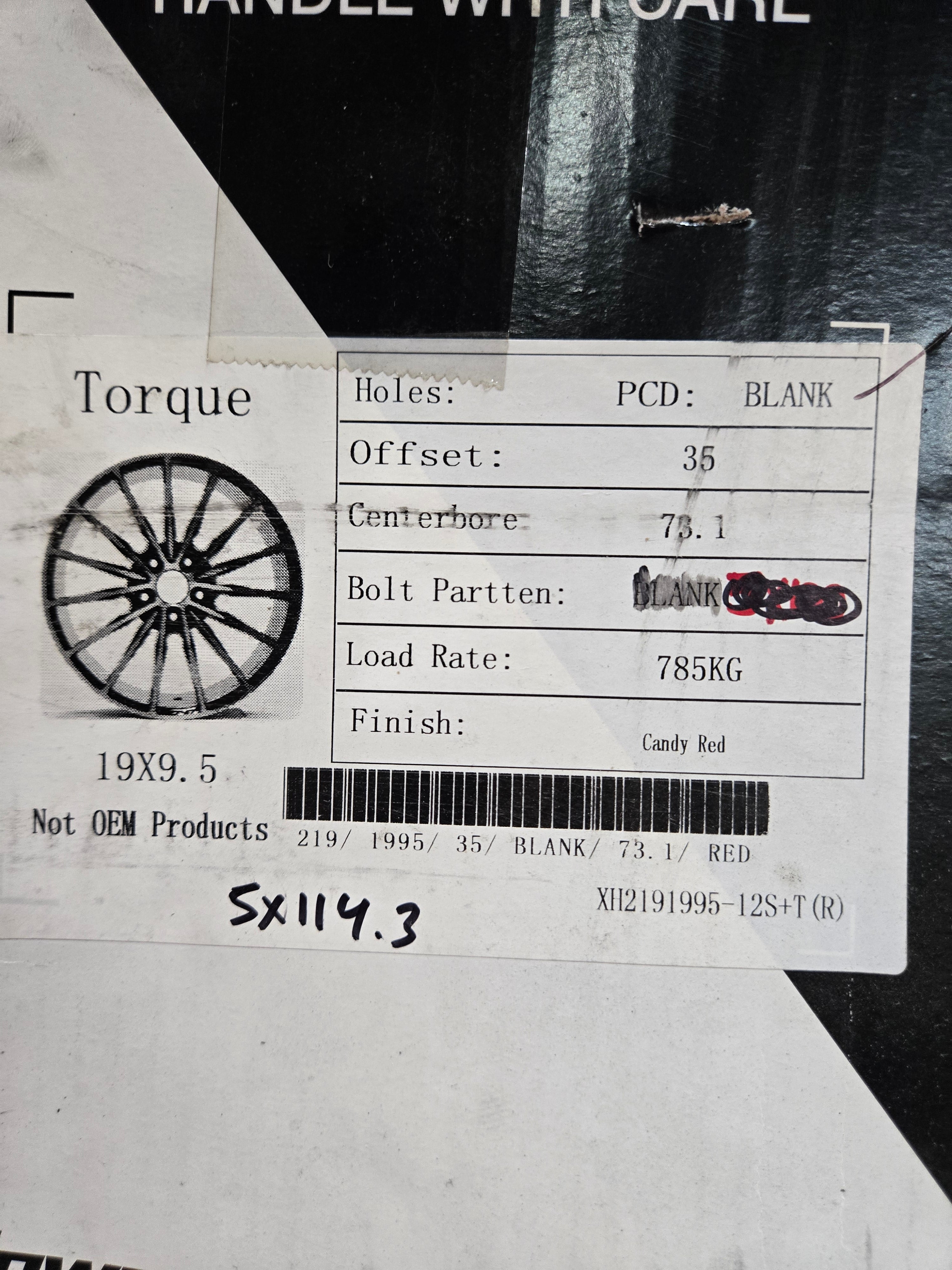 YSM TORQUE 19X9.5 5X114.3 CANDY RED CB73.1 ET30