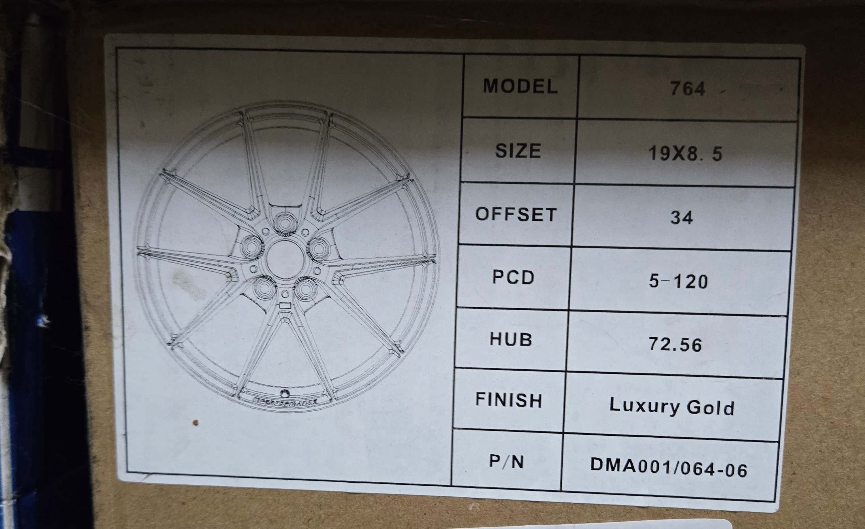 764 19X8.5 5X120 GOLD CB72.1 ET34