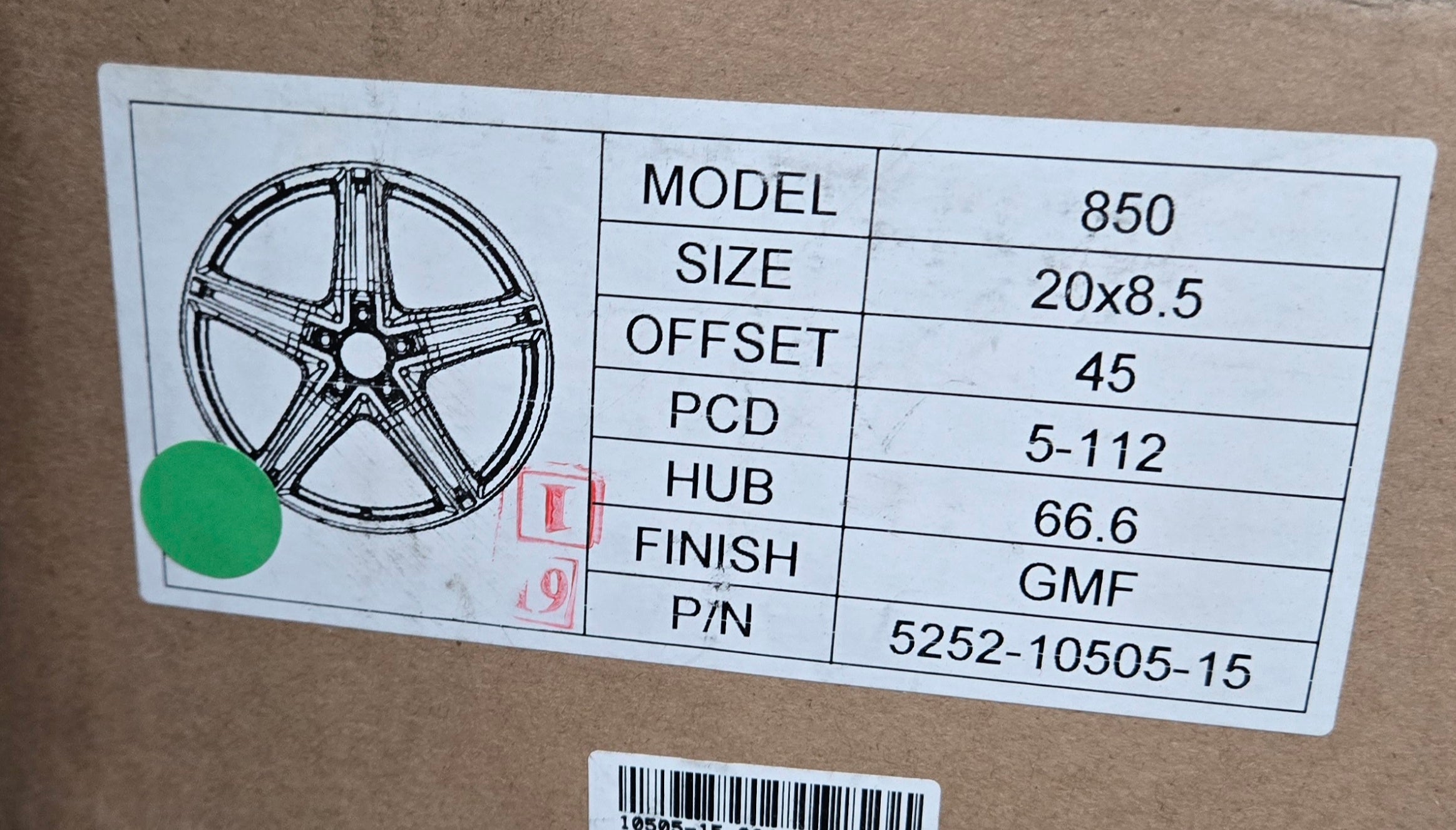 850 20X8.5 5X112 GUNMETAL CB66.6 ET45