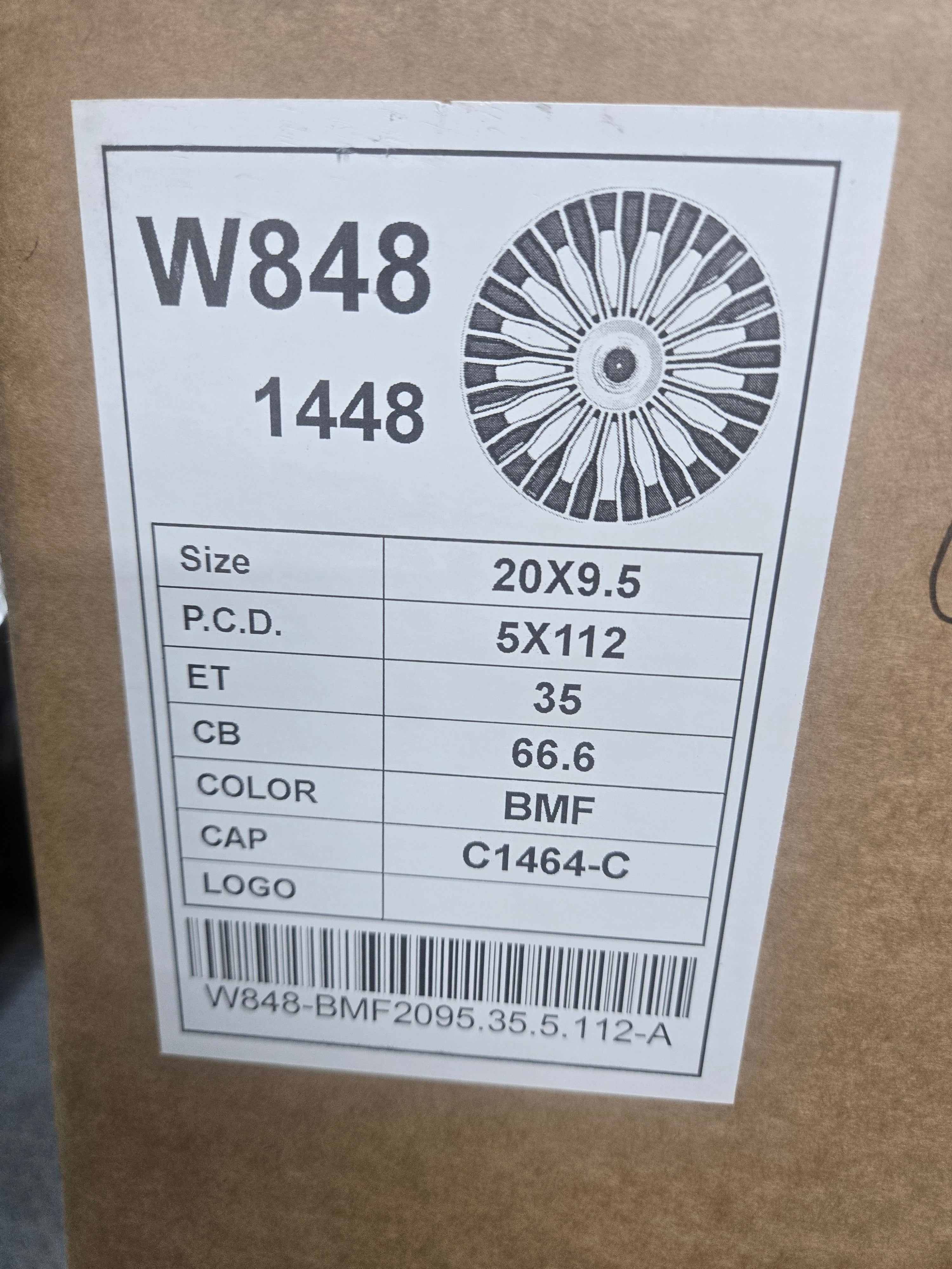 W848 20X9.5 5X112 PIANO BLACK MACHINED FACE