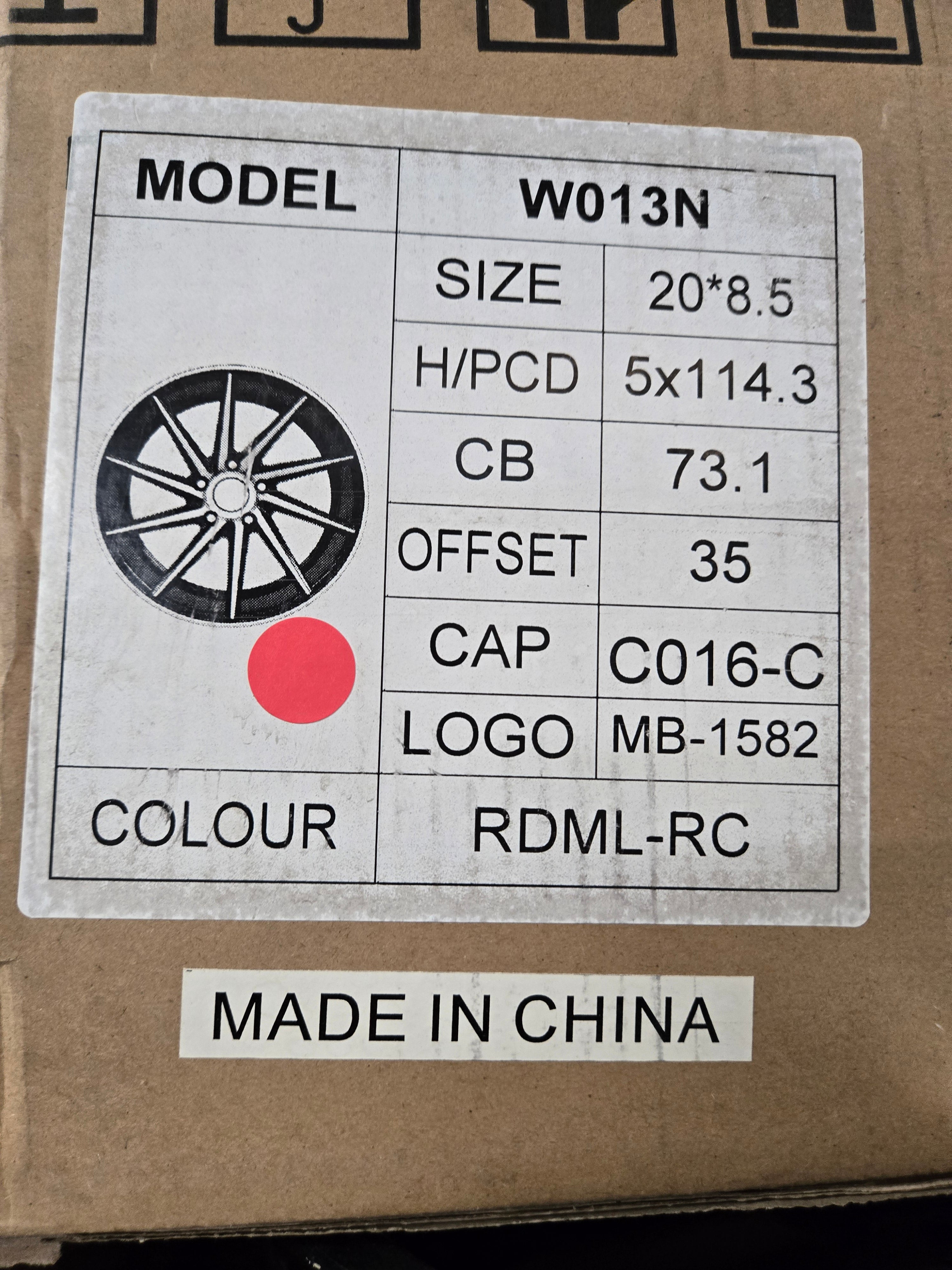 W013N 20X8.5 5X114.3 RED CB73.1 ET35