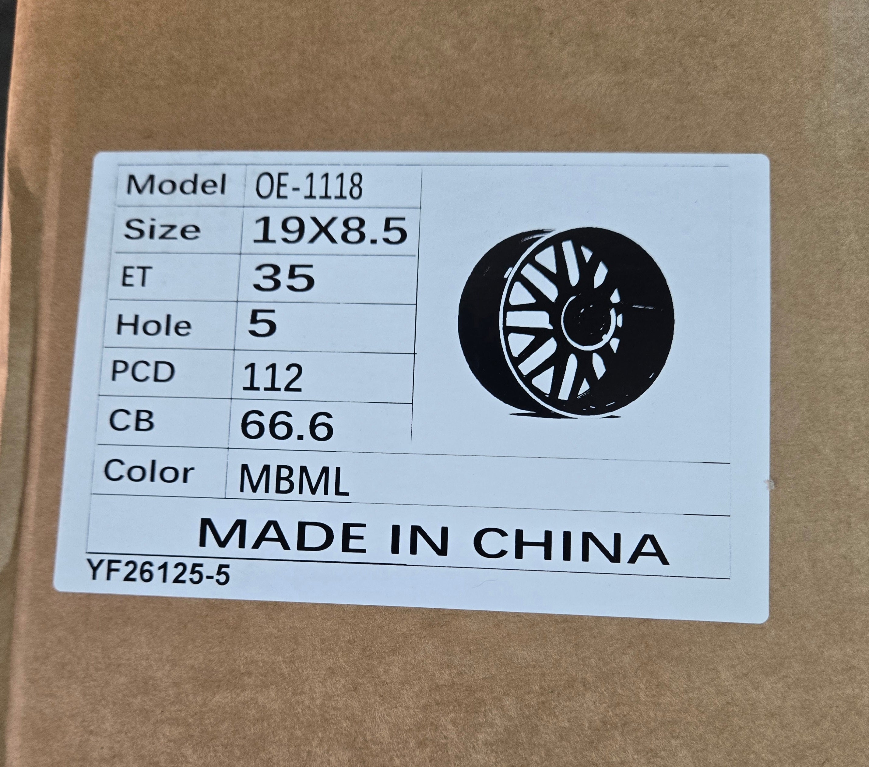 OE-ZS1118 19X8.5 5X112 MATTE BLACK CB66.6 ET35