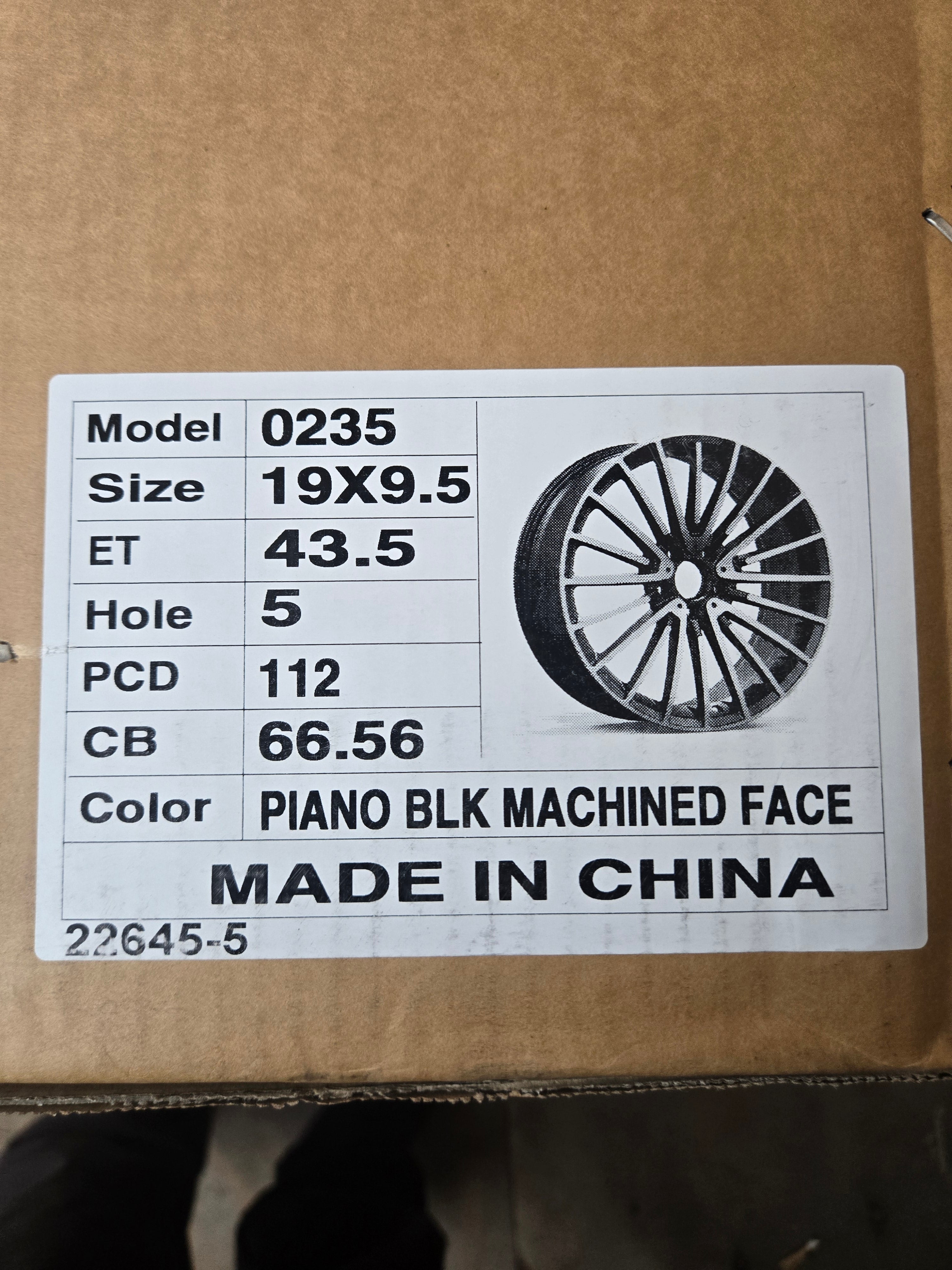0235 19.9.5 5X112 PIANO BLACK MACHINED CB66.6 ET 43.5