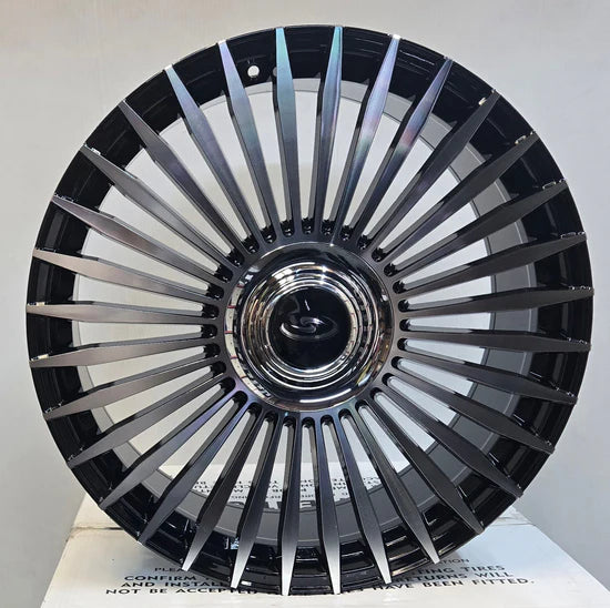 396F 22X9.5 6X135 6X139.7 BLACK MACHINED FACE