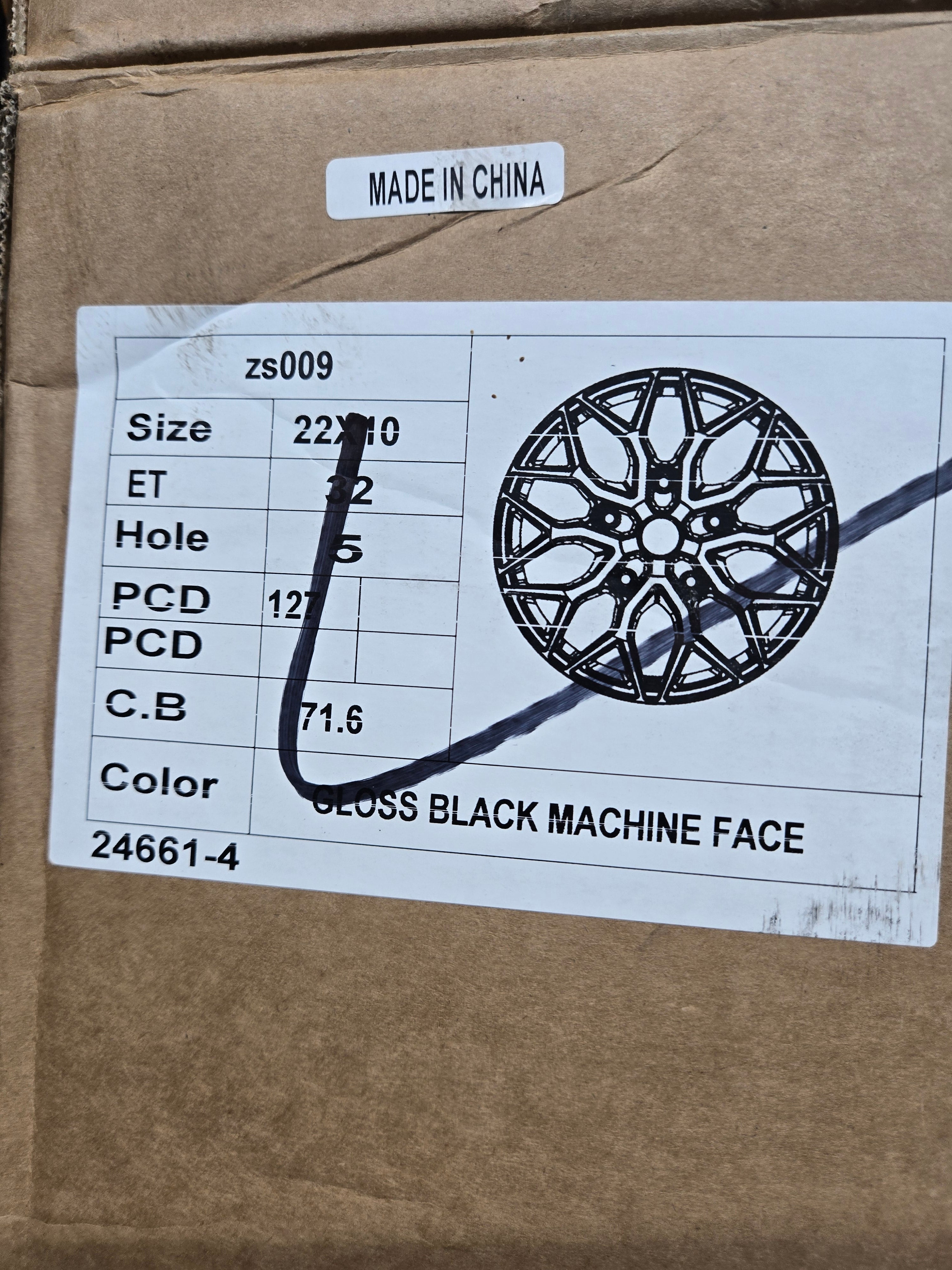0319 22X9.0 5X127 PIANO BLACK MACHINED FACE CB71.1 ET32