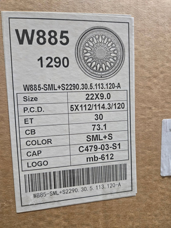 W885 22X9.0 5X112 5X114.3 5X120 SILVER