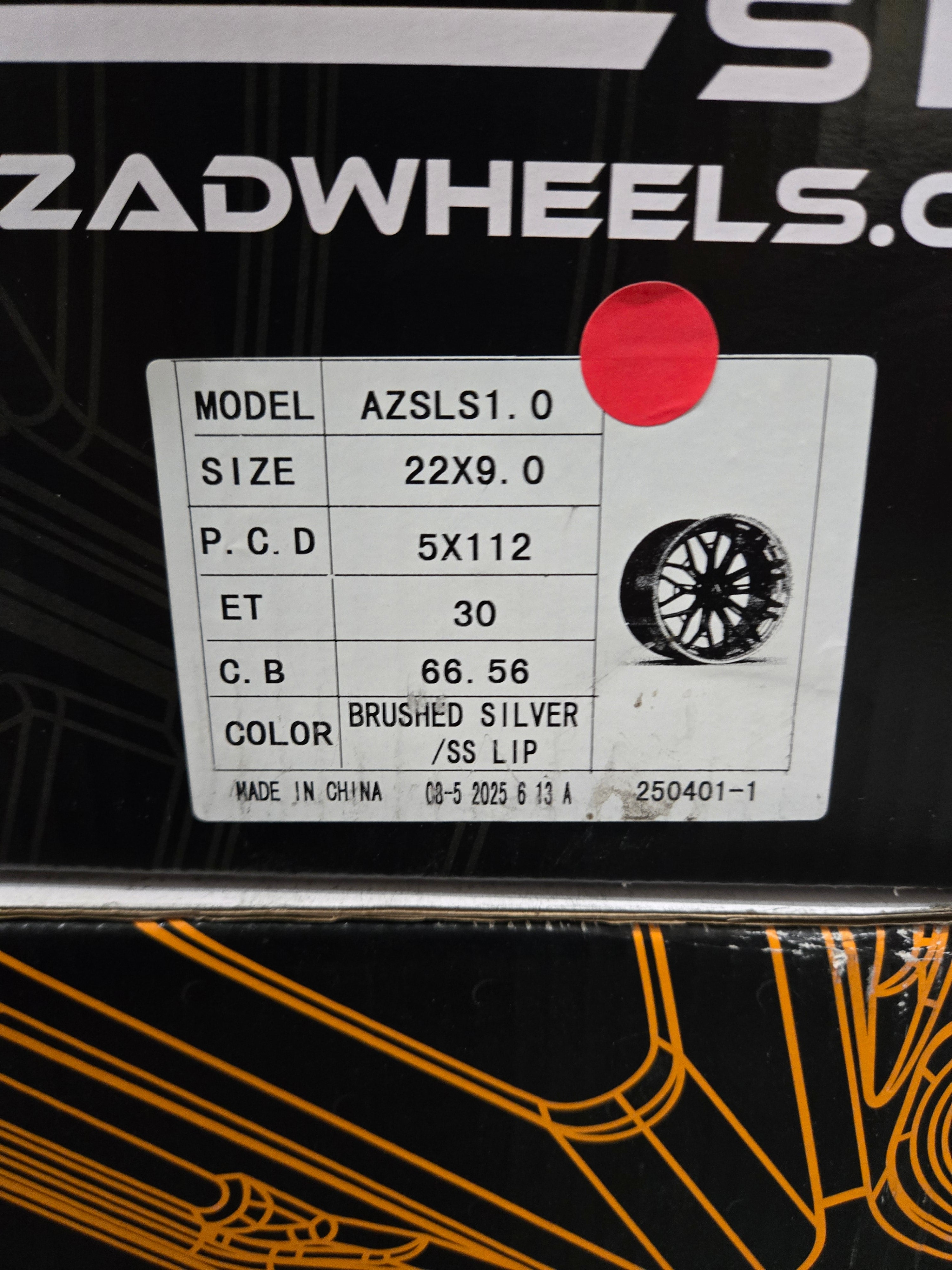 AZAD AZSLS1.0 22x9 5x112 GLOSS BLACK WITH CHROME LIP CB72.1 ET32
