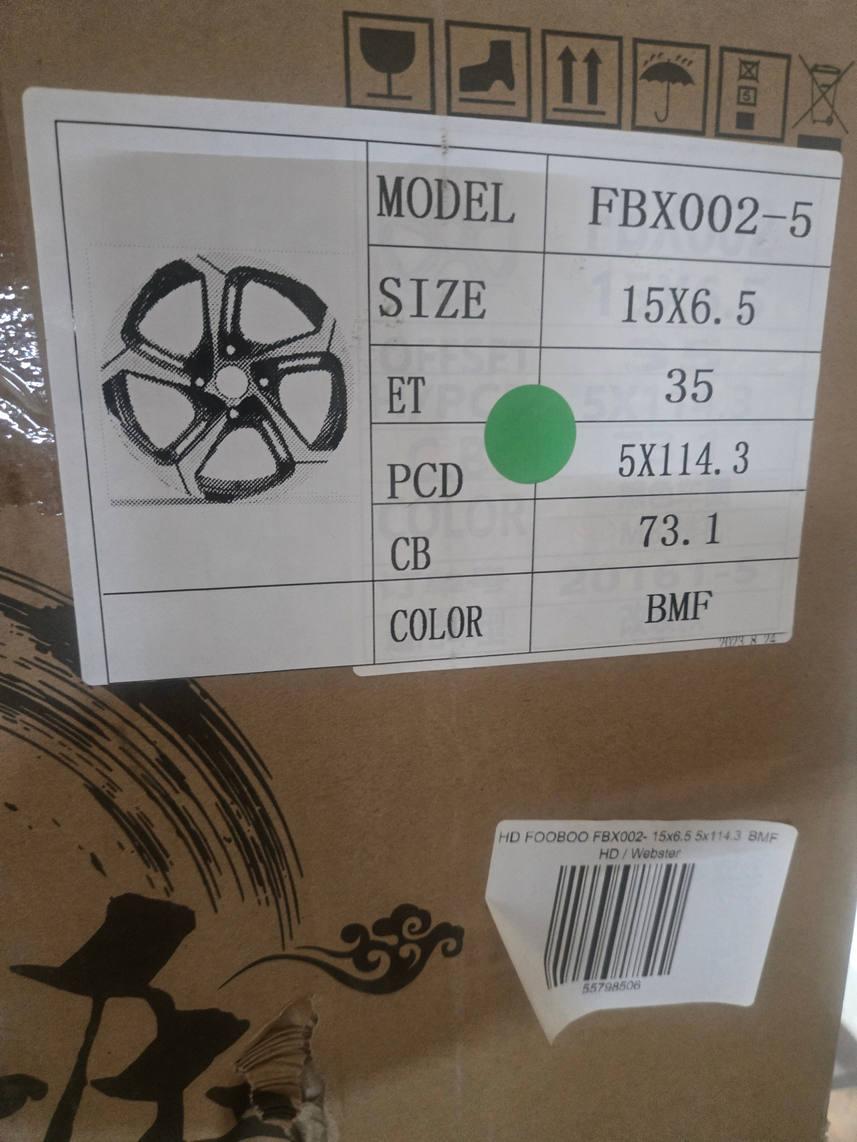 HD FOOBOO FBX002- 15x6.5 5x114.3 BLACK MACHINED FACE CB73.1 ET35