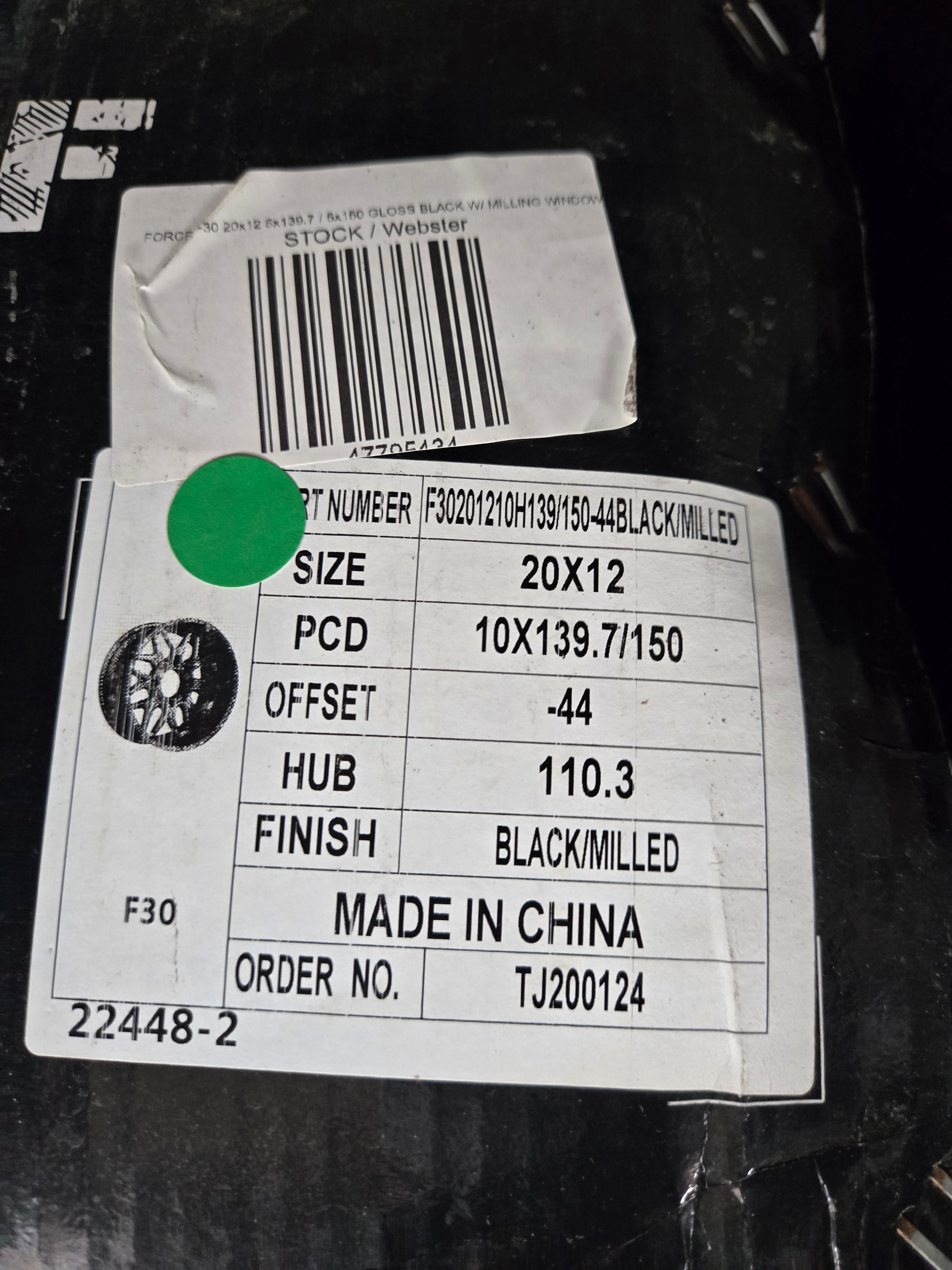 F30 20X12 5X139.7 5X150 BLACK MILLING CB110.3 ET-44