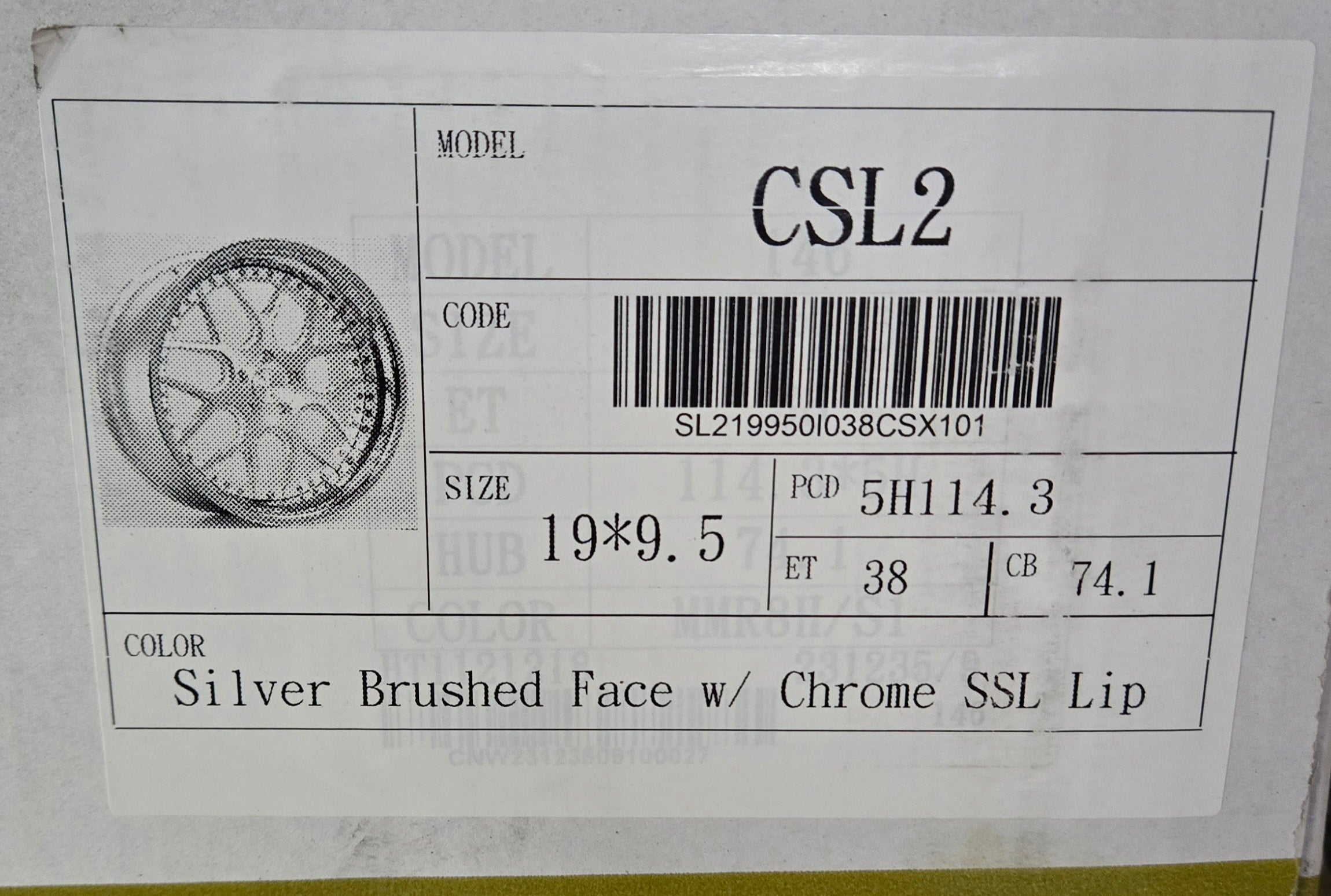 RENNEN CSL2 19X9.5 5X114.3 SILVEL BRUSHED CHROME LIP CB74.1 ET38