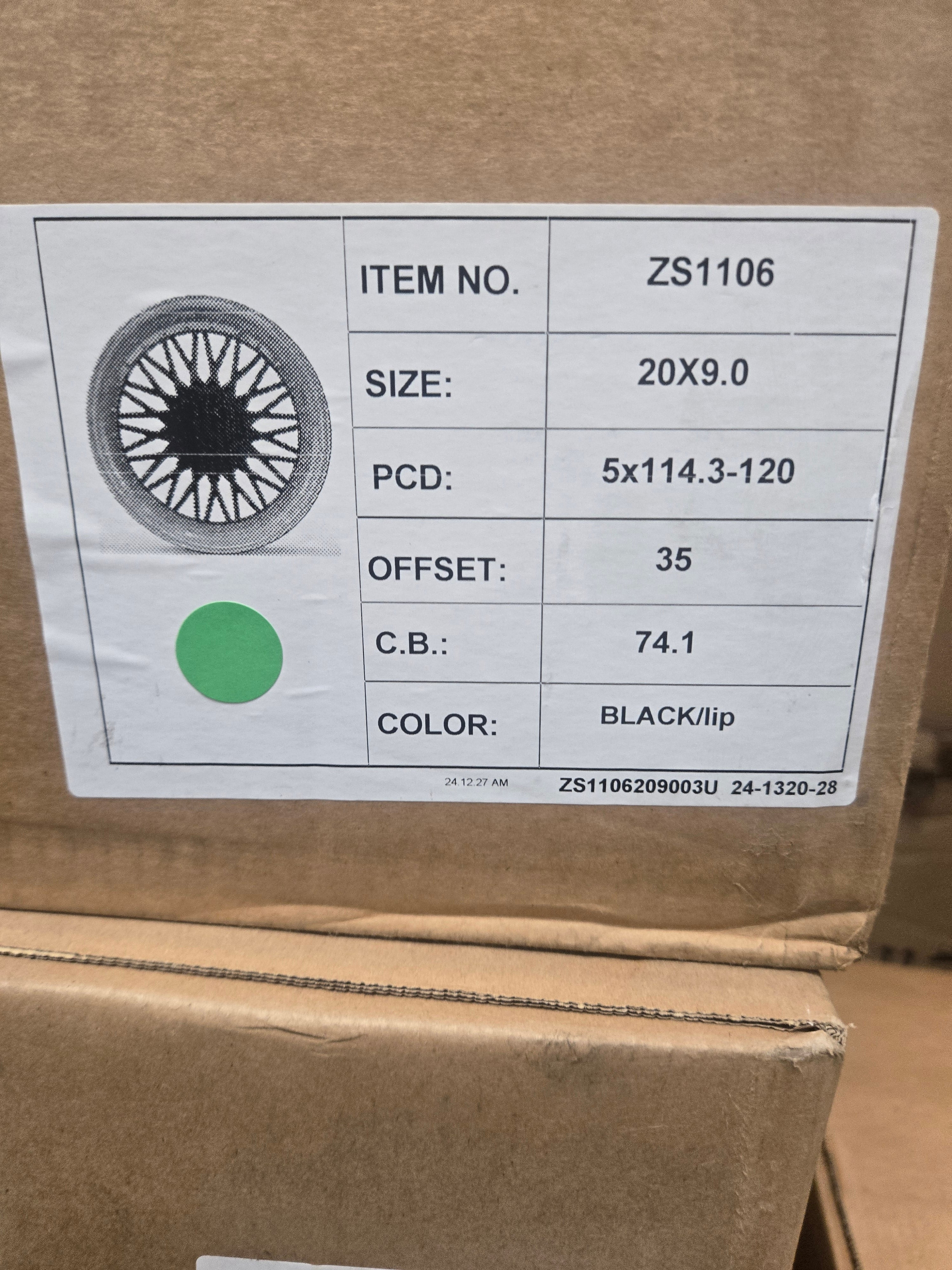 ZS1106 20X9.0 5X114.3 5X120 BLACK MACHINED FACE  CB74.1 ET35