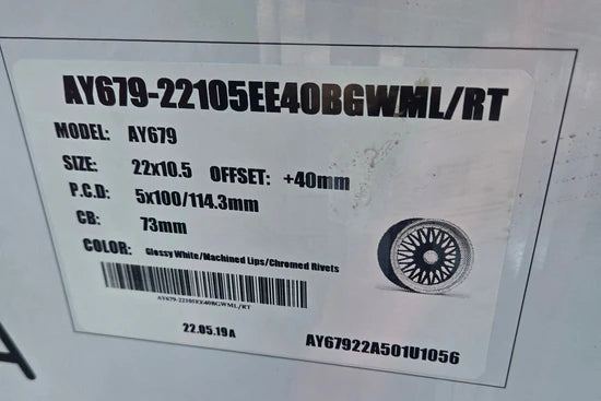 AY679 22X10.5 5X100 5X114.3 WML RT WHITE