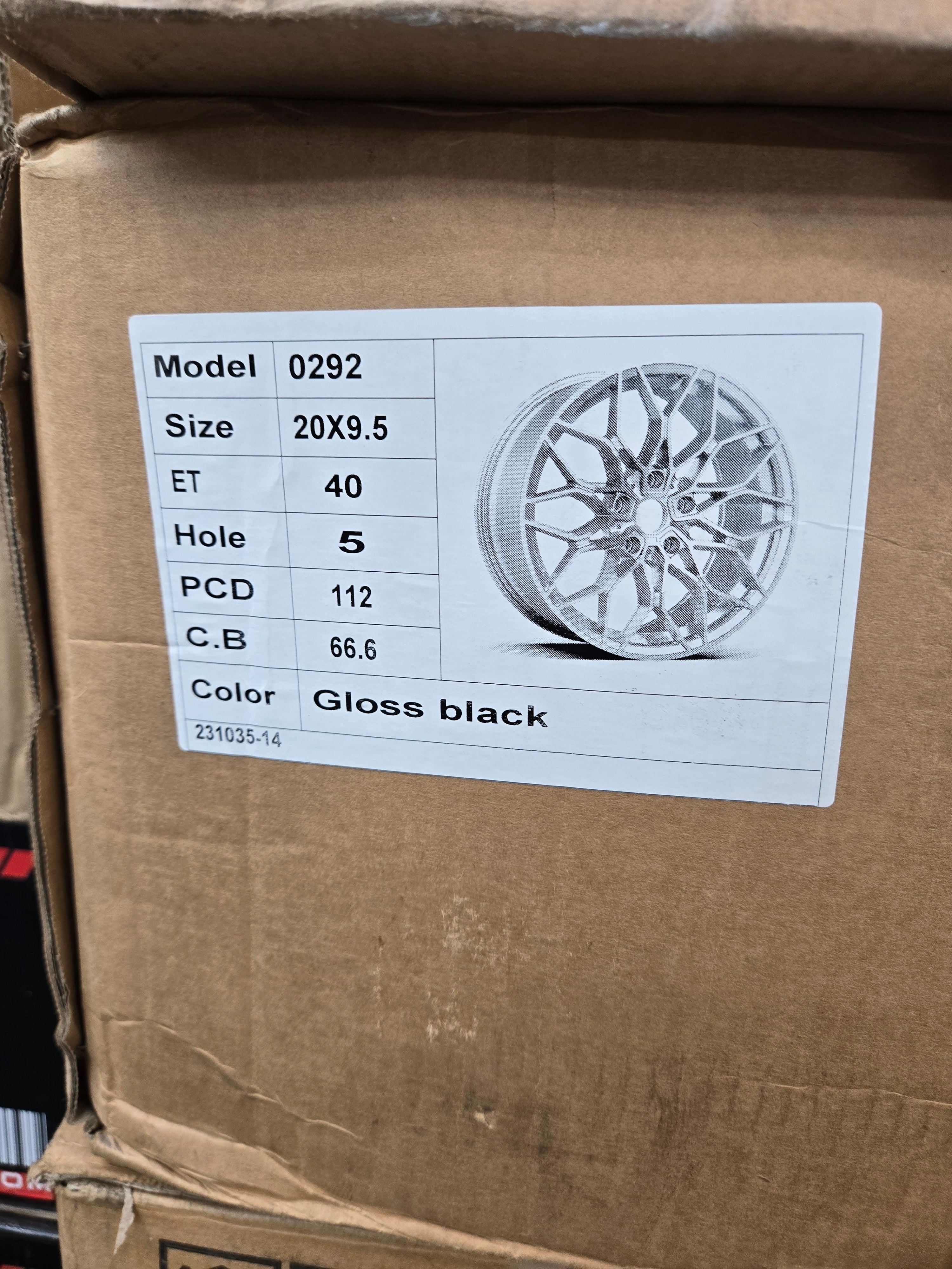 0292 20X9.5 5X112 GLOSS BLACK CB66.6 ET40