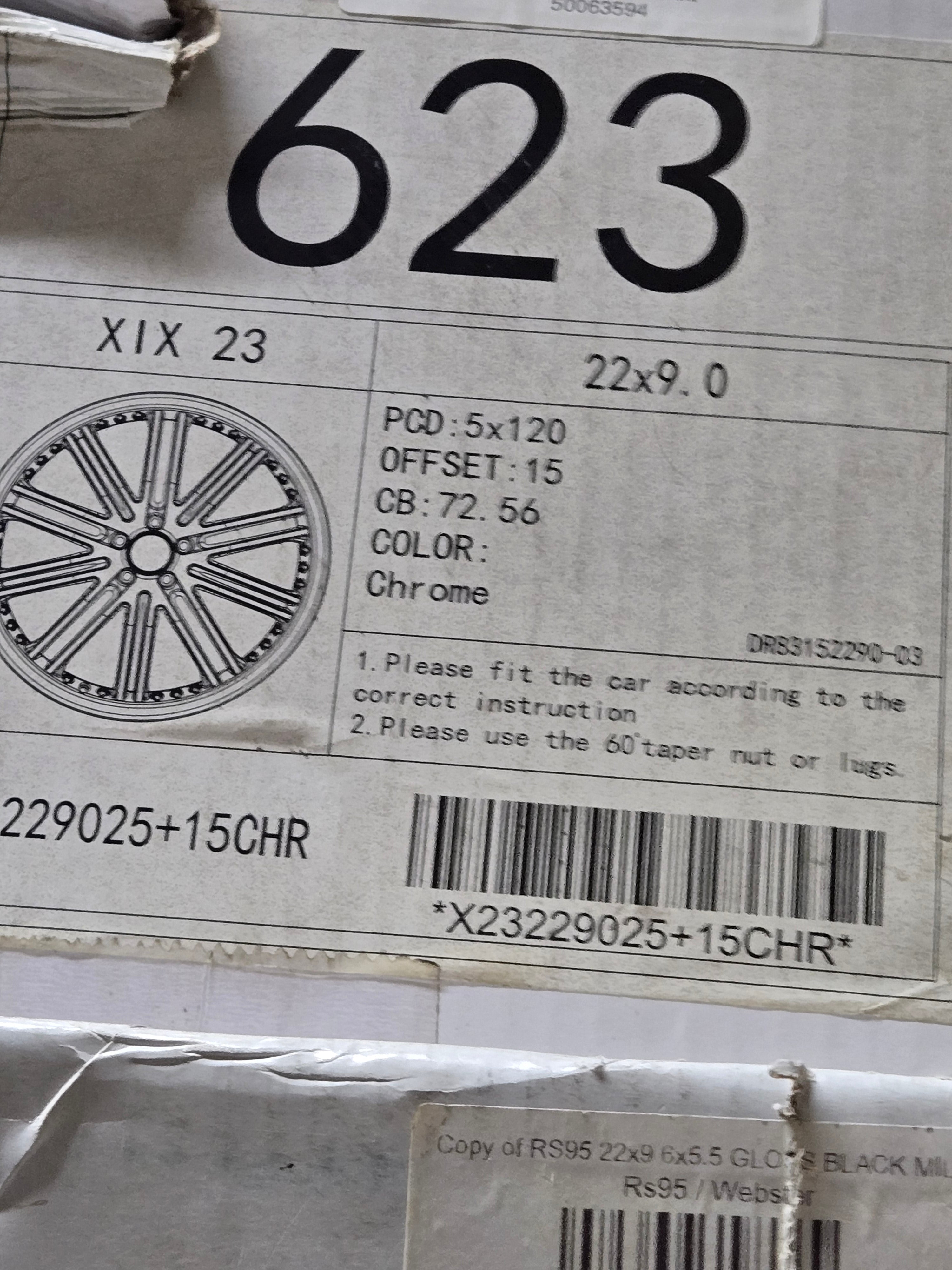 XIX X23 22X9.0 5X120 CHROME  CB72.56 ET15