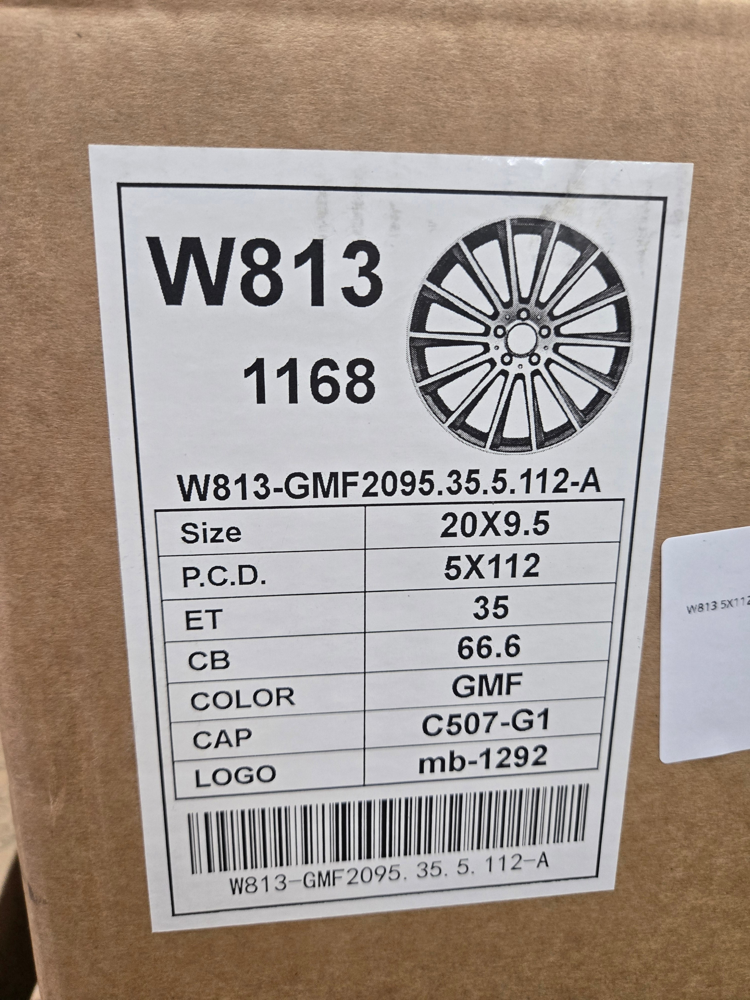 W813 5X112 20X9.5 5X112 GUM MACHINED FACE CB66.6 ET35