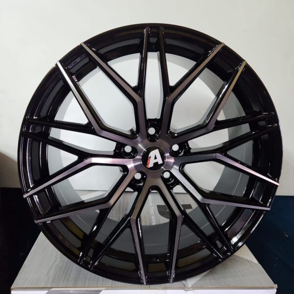 W033 20X9.0 5X112 5X114.3 BLACK MACHINED FACE