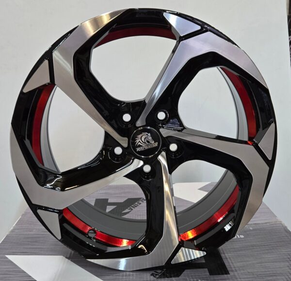 X1049 16X7.0 5X114.3 PIANO BLACK MACHINED FACE RED UNDER-CUT